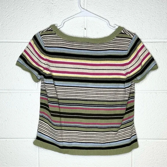 < Y2K Liz Claiborne Multicolor Striped Knit Top > - Picture 3 of 3